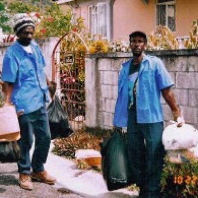 Sanitation workers collecting garbage