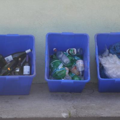 Bins used to collect recyclables at home