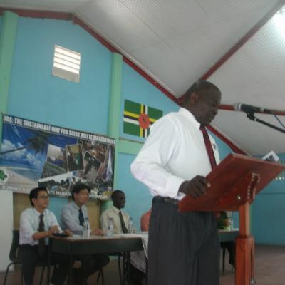 Cheif Environmental Officer Mr. Anthony Scotland delivering an address