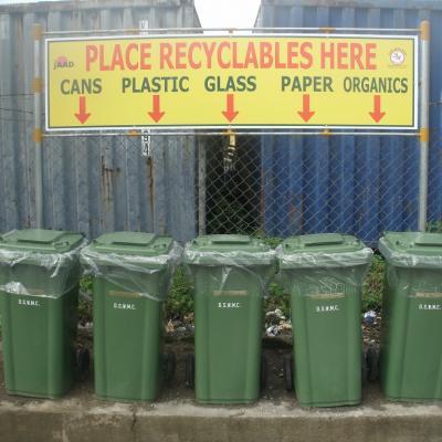New garbage bins on display at the Goodwill Primary School Exhibition
