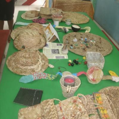 Items made of straw on display