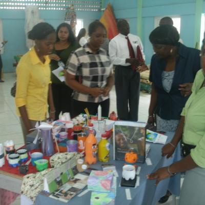 Patrons viewing an exhibit