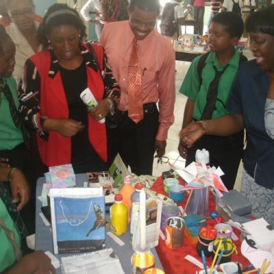 Patrons viewing an exhibit